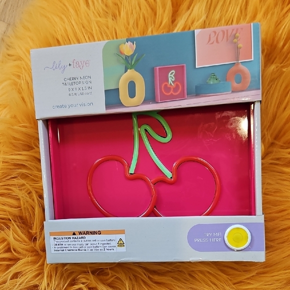 lily & faye Other - Cherry Neon Tabletop Sign